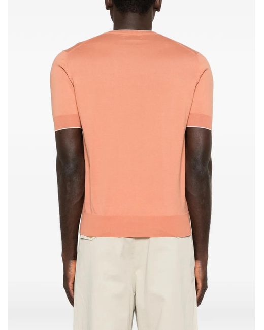 Brunello Cucinelli Orange Trimmed Short-Sleeve T-Shirt for men