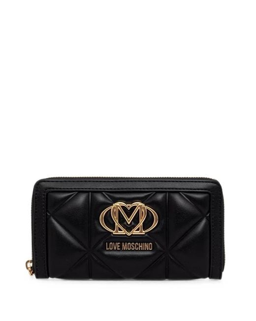 Love Moschino Black Quilted Logo-Plaque Wallet