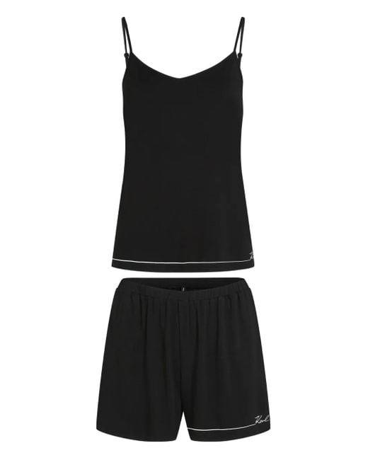 Karl Lagerfeld Black Logo-Detailing Pajamas