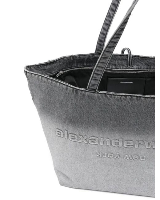 Alexander Wang Gray Denim Punch Large Tote