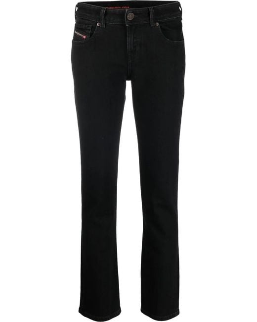 DIESEL Black Low-Rise Flared Crop Jeans