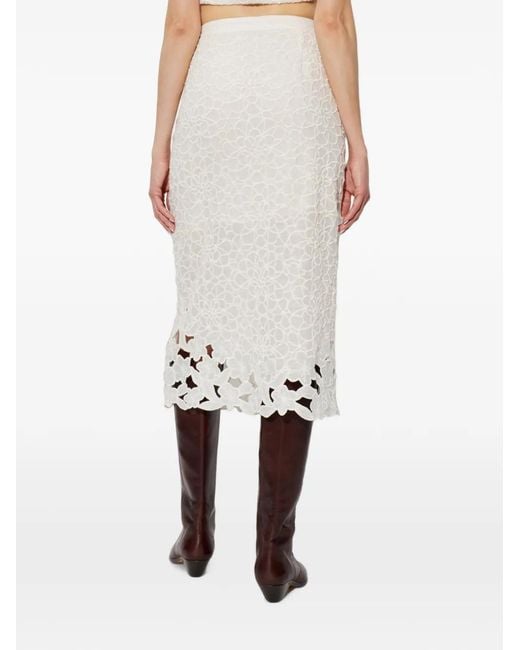 Isabel Marant White Floral-Embroidered Ryesha Skirt