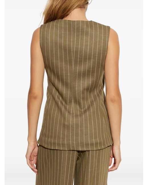Max Mara Green Pinstriped Tailored Vest
