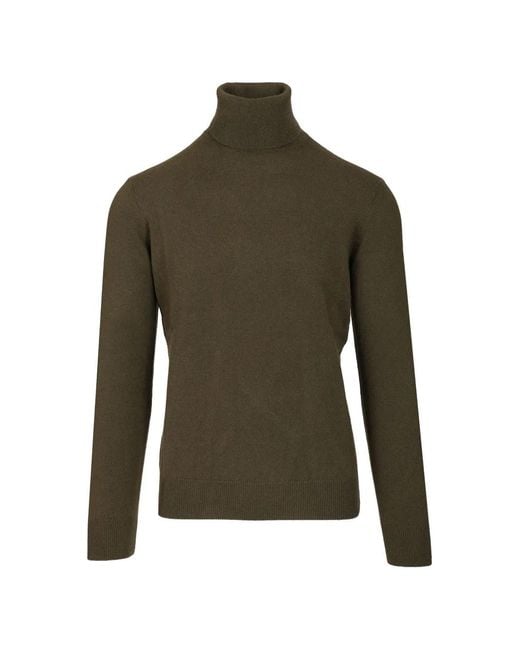 Al Duca D'aosta Green Ribbed-Trim Cashmere Sweater for men
