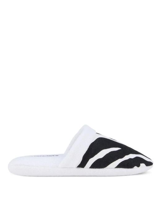 Dolce & Gabbana White Cotton Terry Slippers