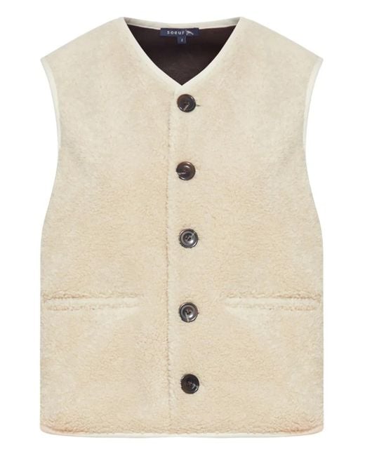 Soeur Natural Fusil Buttoned Fleece Waistcoat