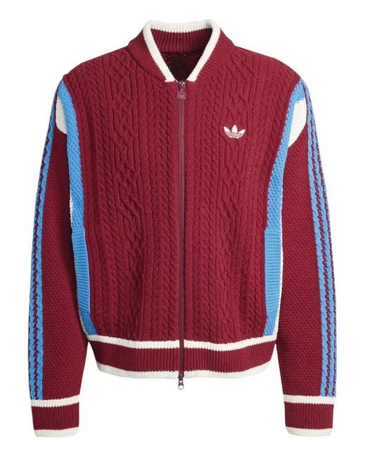 Adidas Red Retro Remix Zip-Up Cardigan for men