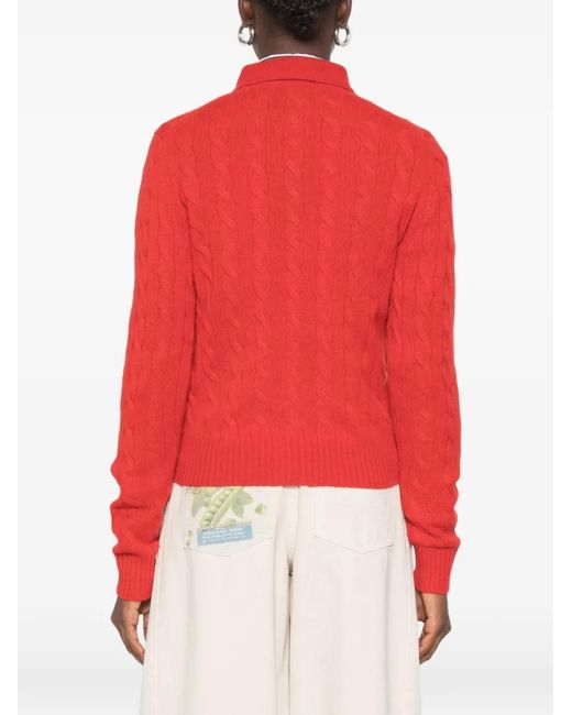 Polo Ralph Lauren Red Cable-Knit Polo Sweater