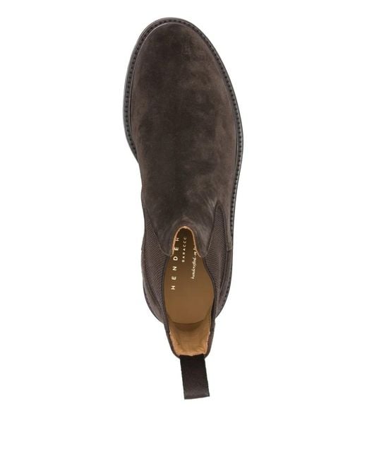 Henderson Brown Elasticated-Panel Boots for men