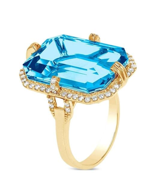 Goshwara Blue Topaz Diamond Ring