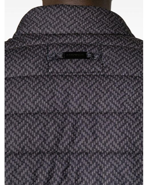 Emporio Armani Black Geometric-print Quilted Jacket for men