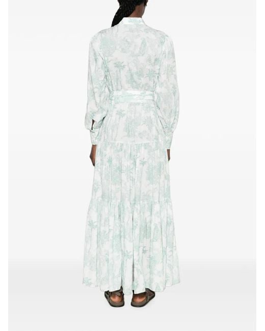 Mc2 Saint Barth White Jensen Belted Maxi Dress
