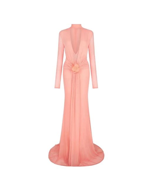 David Koma Pink Lace Flower Gown
