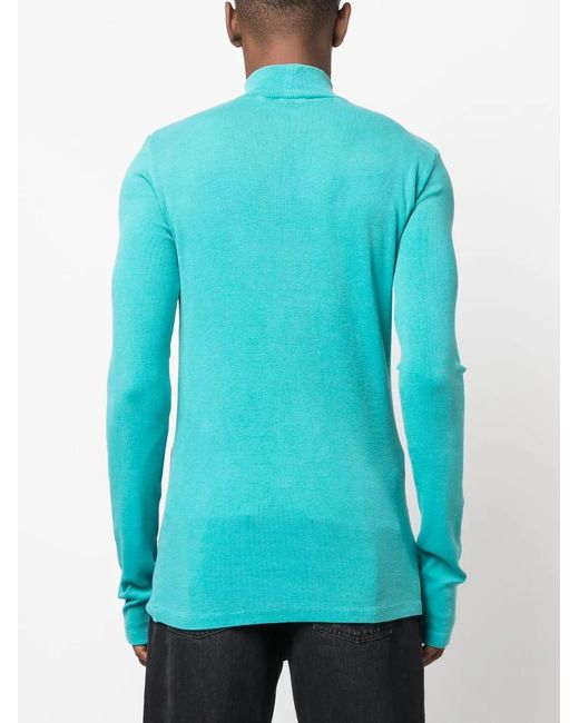 Martine Rose Blue Logo-Print High-Neck Jumper for men