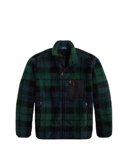 Polo Ralph Lauren Green Plaid Fleece Sweatshirt for men