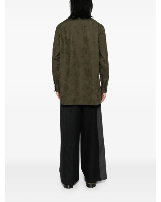 Yohji Yamamoto Green Floral-Print Shirt for men