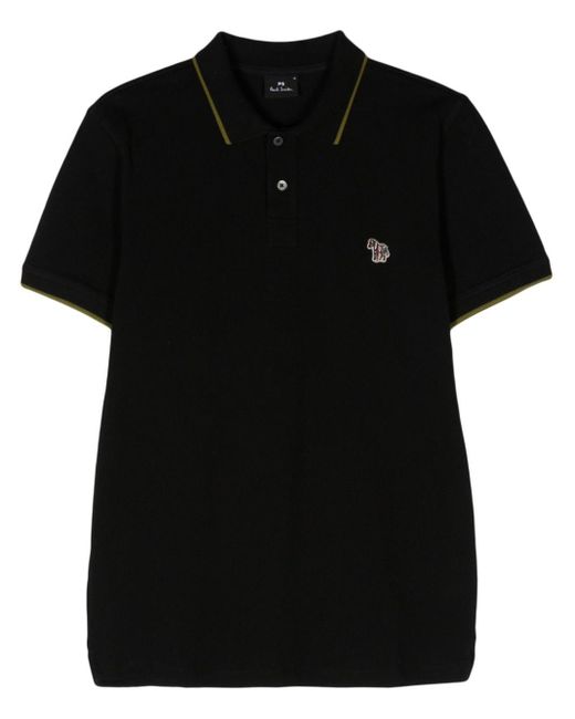 PS by Paul Smith Black Zebra Logo Cotton Polo Shirt for men