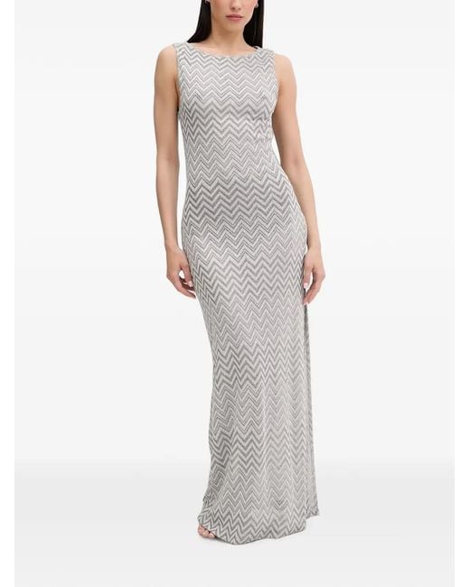 Liu Jo Gray Robe Longue Sans Manches À Motif De Chevrons