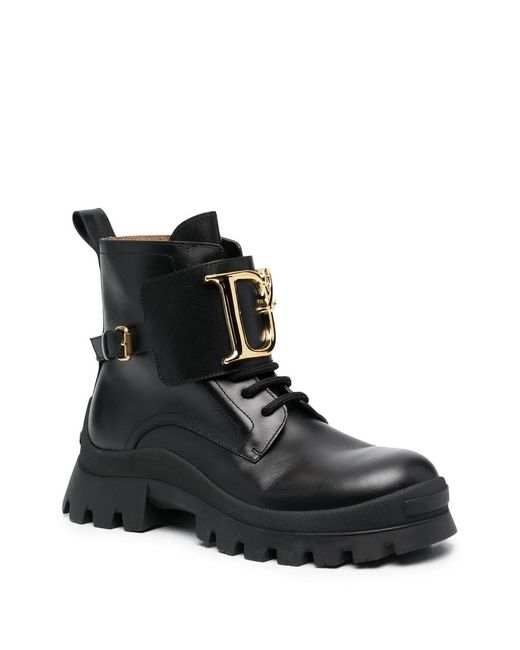 DSquared² Black Logo Plaque Ankle Boots