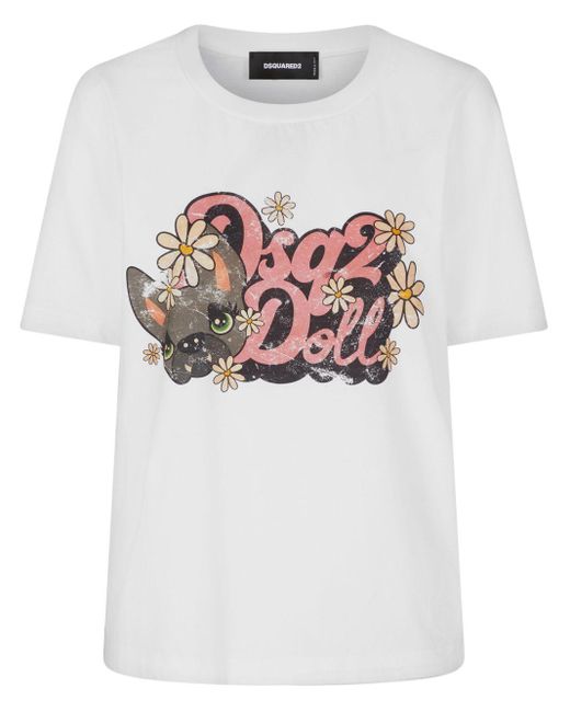 DSquared² T-shirt Met Logoprint in het White