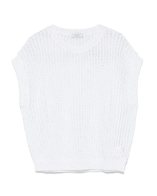 Peserico White Sequinned Vest