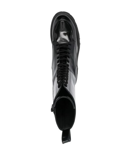 MSGM Black Lace-Up Ankle-High Boots for men