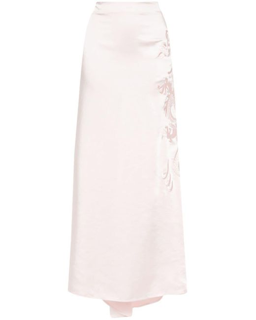 P.A.R.O.S.H. White Dragon-embroidery Maxi Skirt