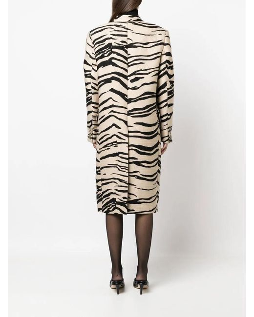 Stella McCartney White Tiger-Print Double-Breasted Coat