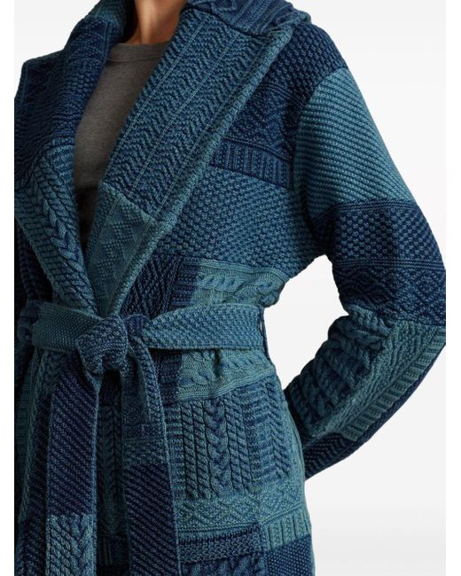 Polo Ralph Lauren Blue Patchwork Belted Cardi-coat