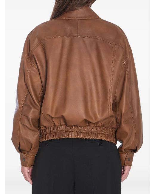 Saint Laurent レザー ボンバージャケット Brown