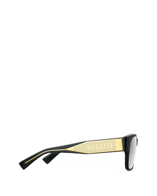 Bugatti White Logo-Engraved Rectangle-Frame Glasses for men