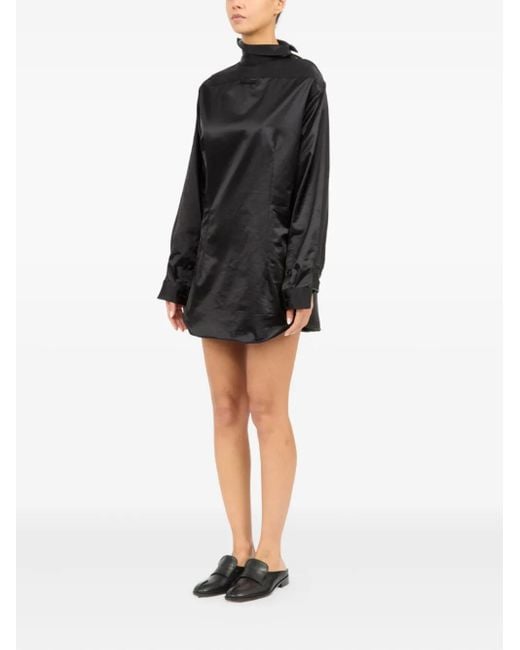 MM6 by Maison Margiela Black High-Neck Satin Dress