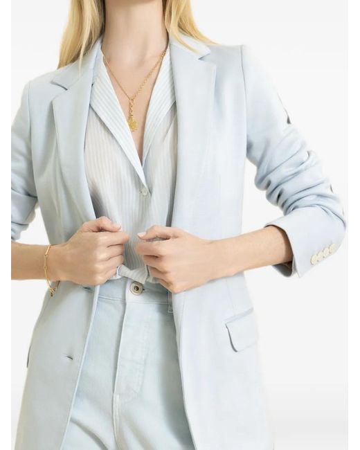 Eleventy White Bib-Detail Single-Breasted Blazer