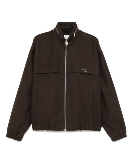 AMI Black Concealed-Hood Jacket for men