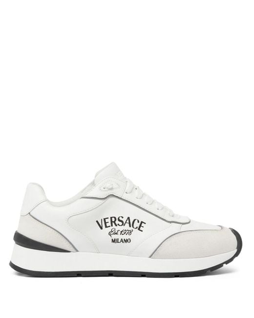 メンズ Versace Milano レースアップ スニーカー White