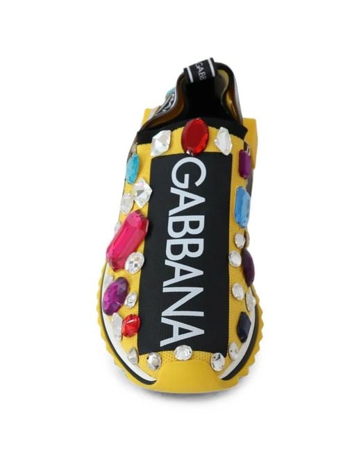 Dolce & Gabbana White Sorrento Crystal-Embellished Sneakers