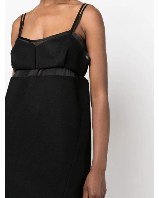 Sacai Black Asymmetric Cut-Out Midi Dress