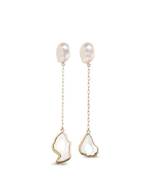 Erdem White Pearl-Embellished Stone Drop Earrings