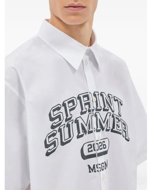 MSGM White Graphic Shirt for men