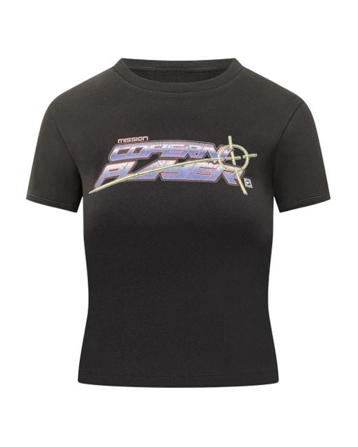 Coperni Black T-Shirt mit Slogan-Grafik
