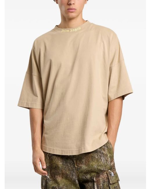 Palm Angels Natural Logo-Print Oversized T-Shirt for men