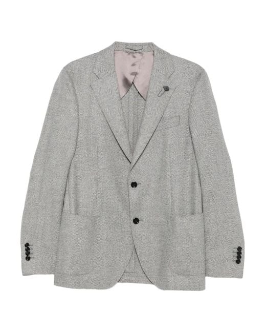 Chaqueta con botones y motivo de espiga Lardini de hombre de color Gray