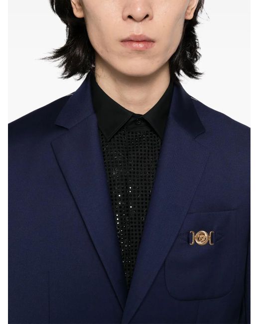 Versace Blue Single-Breasted Blazer for men