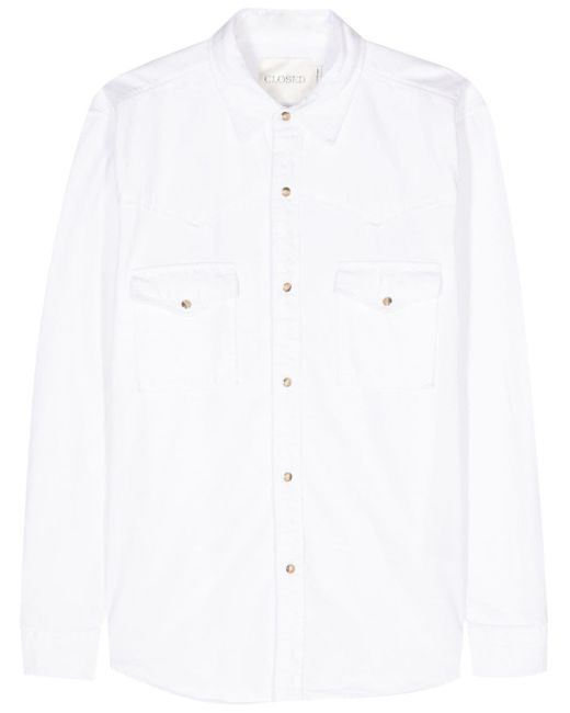 Closed White Western-style Cotton Shirt for men