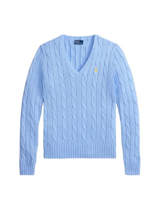 Polo Ralph Lauren Blue Cable-Knit V-Neck Sweater