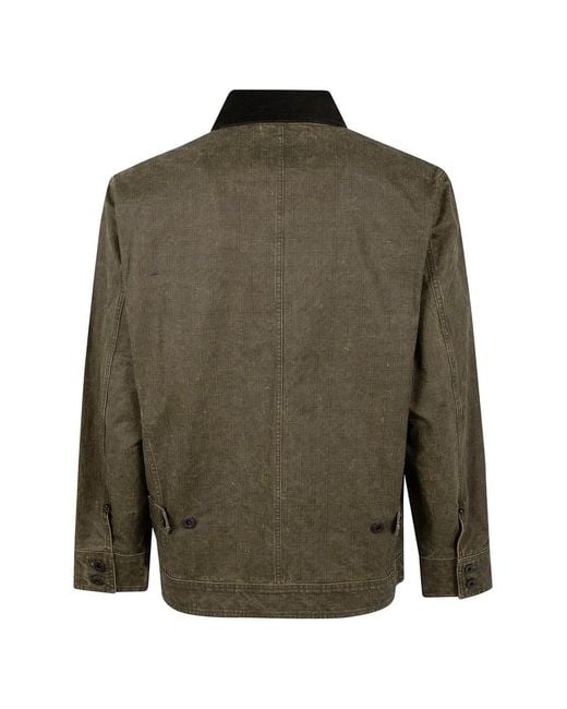 Filson Green Grid-Pattern Corduroy-Collar Jacket for men
