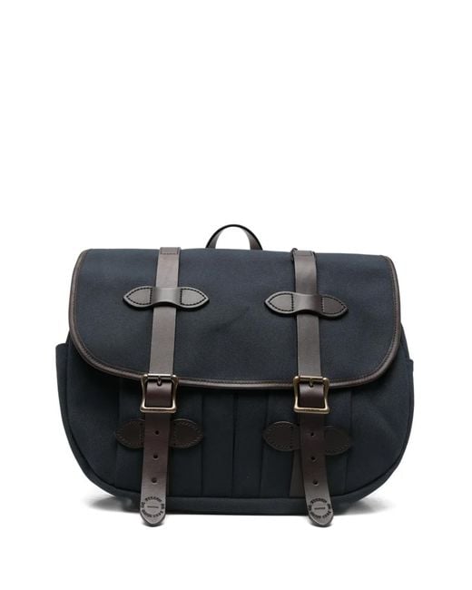 Filson Black Medium Field Buckle-Strap Messenger Bag for men
