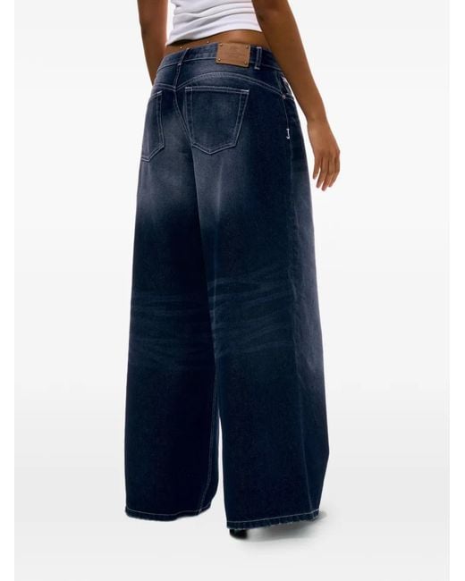 Juicy Couture Blue Diamante-Embellished Wide-Leg Jeans