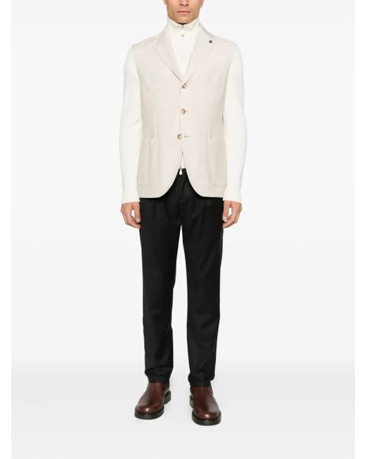 Gran Sasso White Pocket Button Blazer for men
