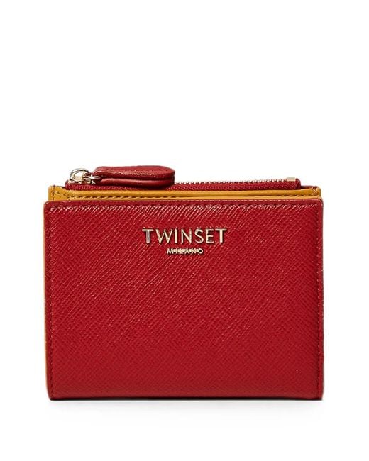 Twinset Red Petit Portefeuille À Lettrage Logo